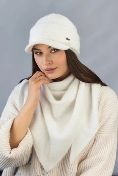 Зимовий комплект кепка Жокейка і косинка BRAXTON 5510-5 білий 56-58р
