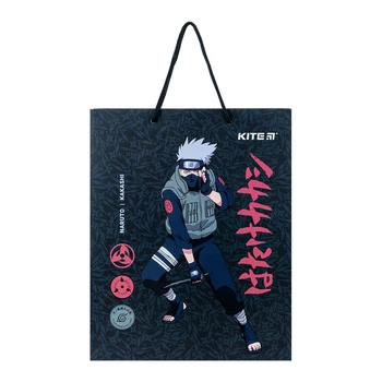 Пакет подарочный Kite Naruto "Наруто" 26х32х10 см бумажный темно-серый (NR23-266)