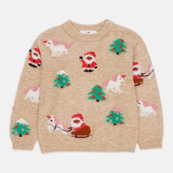 Джемпер для девочки бежевый Новогодний H&M 92см (400098888)
