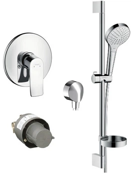 Змішувач прихованого монтажу для душу HANSGROHE Metris 31686000 c душовим гарнітуром Croma Select S Vario 26566400 і шланговим під'єднанням Fixfit E 27454000
