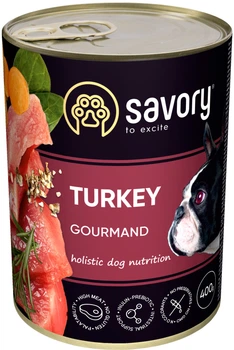 Влажный корм для взрослых собак Savory с индейкой 400 г (4820232630518)