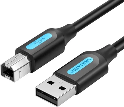 Кабель Vention USB AM-BM, 1.0 м, 480Mbps Printer PVC Черный (COQBF)