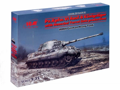 Сборная модель Танк Pz.Kpfw.VI Ausf.B “Королевский Тигр” с башней Хеншель (поздних выпусков) ICM (35363)