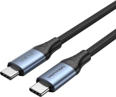 Kabel Vention USB 4.0 Type-C M-M, 1.0 m 240W (50V/5A) 8K60Hz Thunderbolt 4 Gray Aluminum Alloy (TAVHF)