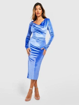 Платье осеннее женское Boohoo GZZ70112 36 Синее (KAY2000001550717)