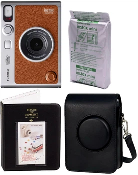 Набор Fujifilm INSTAX MINI EVO Hybrid Brown фотокамера мгновенной печати / картриджи 10 фото / чехол черный / фотоальбом