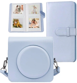 Набор фотоальбом + противоударный чехол для Fujifilm Instax Square SQ1/SQ6/SQ40, голубой