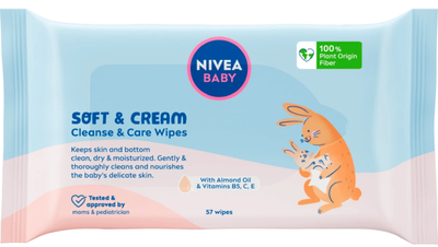 Биоразлагаемые влажные салфетки для детей Nivea Baby Soft&Cream, 57 шт