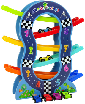 Ігровий набір LEAN Toys Wooden Slide 6 Levels Cars Numbers (5904665990292)