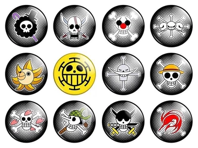 Значки аниме Треос One Piece (Ван Пис) - набор 12 шт. (Арт. 135411)