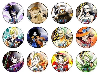 Значки аниме Треос "One Piece" (Ван Пис) - набор 12 шт. (Арт. 135444)
