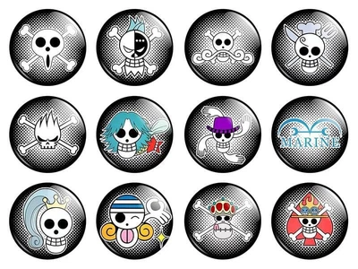 Значки аниме Треос "One Piece" (Ван Пис) - набор 12 шт. (Арт. 135441)