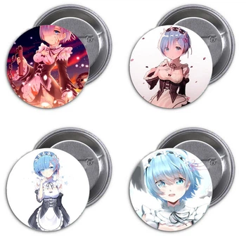 Аниме значки Треос "Re: Zero - Начать с нуля в другом мире" - набор 4 шт. (Арт. 135055)
