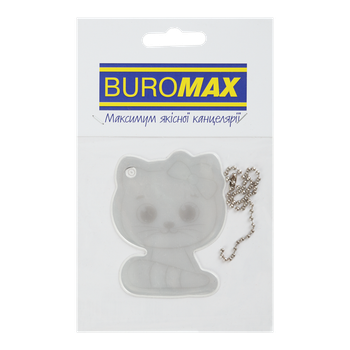 Брелок-подвеска светоотражающий BuroMax "Котенок" 59х75 мм белый (BM.9700)