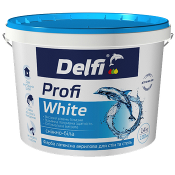 Краска латексная акриловая Delfi Profi White для стен и потолков (14кг)