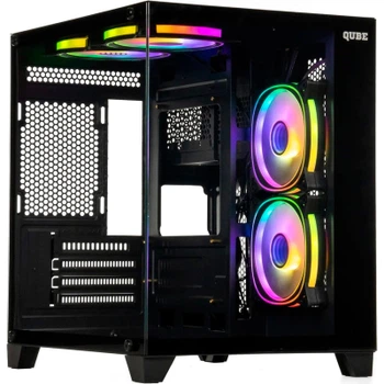 Корпус Qube reef argb, Black, MiniTower, без бп, для microATX / mini-ITX, 1xUSB 3.0 / 2xUSB 2.0, макс. cpu - 160 мм / vga - 320 мм, 4x120 мм, передняя и боковая стенки из закаленного стекла (reef_gbnu3)