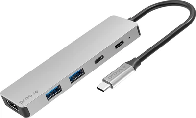 Type-C-Хаб Proove Iron Link 5 in 1 (2xType-C + 2xUSB3.0 + HDMI) Silver (577310012)