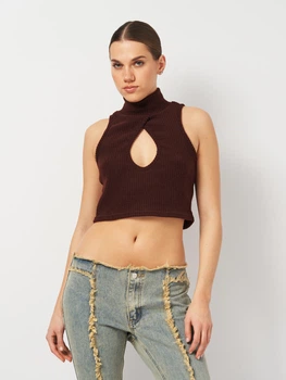 Топ женский Boohoo GZZ74359 42 Темно-коричневый (KAY2000001552827)