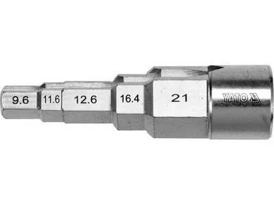 Ключ ступенчатый YATO YT-03317: головка с квадратом 1/2" к головкам 3/8", 29/68", 1/2", 21/32", 27/32", Cr-V