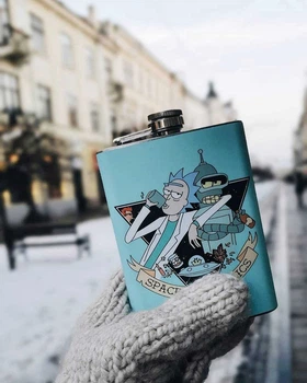 Фляга нержавейка для алкоголя Рік і Морті "Space Alcoholics" Rick and Morty - 240 мл Marmyza