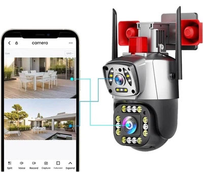 Уличная Wi-Fi камера видеонаблюдения JNice 12mp с двумя объективами и удаленным доступом PTZ IP66 JE-QQ156