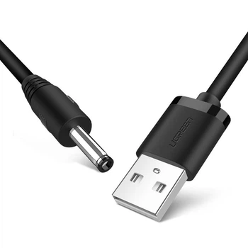 Кабель UGREEN US277 USB 2.0 to DC 3.5mm 5V/2A 1m Black (10376)