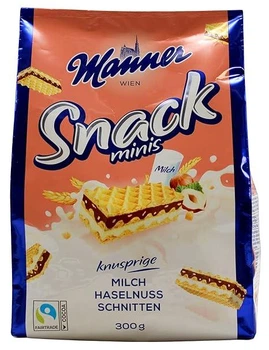 Вафлі Manner Snack Minis з горіховим кремом 300 г