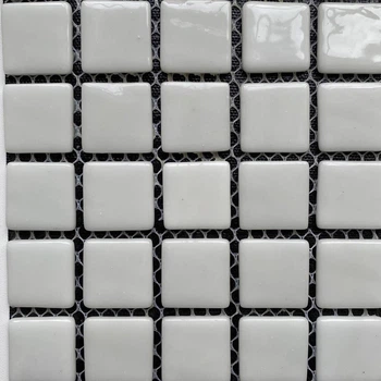 Мозаика стеклянная MK25101 White АкваМо 31.7х31.7 плитка на сетке в ванную, душ, кухню