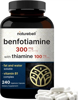 Бенфотиамин премиум-класса NatureBell Benfotiamine 300mg with Thiamine 100mg 240 капсул