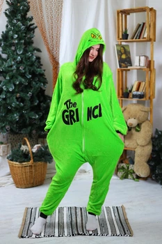 Піжама кігурумі Kigurumi для дівчинки Тепла Різдвяна Грінч Зелений на зріст 175-182 см (204941)