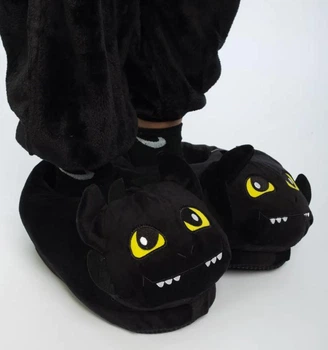 Капці-кігурумі Дракон Нічна Фурія Беззубик My Kigu Домашні Жіночі М'які Плюшеві Чорний 35-42 (Ж320641)