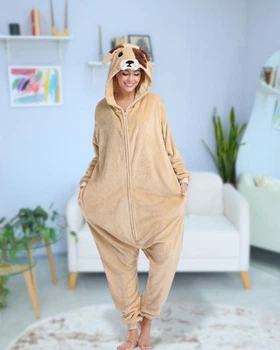 Пижама кигуруми My Kigu Женская Теплая Щенок Собачка Джек Рассел Пес Патрон Бежевый размер M 155-165 см (112841)