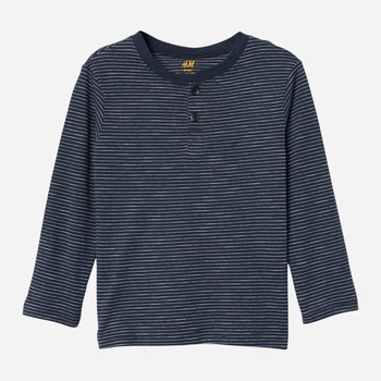 Дитячий лонгслів H&M 060580290 92 см Темно-синій/Полоска (6666000339478)