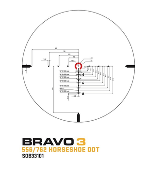 Оптичний приціл Sig Optics BRAVO3 BATTLE SIGHT, 3X24MM HORSESHOE DOT ILLUM RETICLE