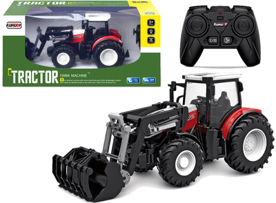 Traktor zdalnie sterowany LEAN Toys z Ruchoma Łyżka 1:24 Czerwony (5905214976088)