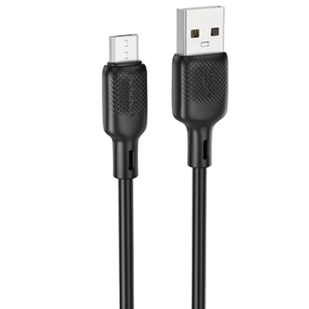 Кабель зарядки BOROFONE BX113 Silicone USB to Micro (2.4А) fast charge (3M) швидка зарядка для телефона/смартфона Чорний