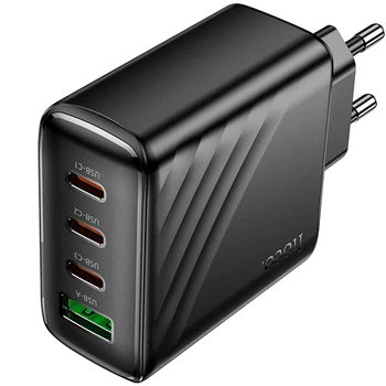 Зарядне мережеве Hoco CS27A 3хType-C/1хUSB PD67W+QC3.0 швидка зарядка для телефона/смартфона Чорний