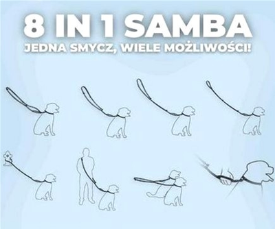 Smycz regulowana Amiplay Samba 8 w 1 S 200 - 400 cm Różowa (5907563301351)