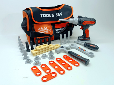 Набор инструментов TOOLS (778-62) 35 элементов, шуруповерт на батарейках, молоток, гаечный ключ, отвертка, сумка