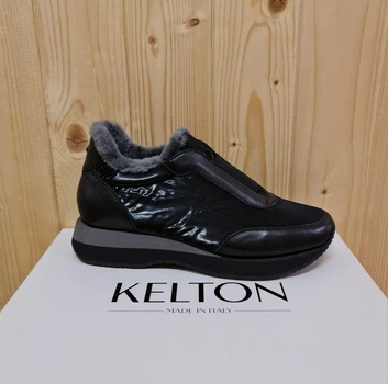 Кроссовки женские Kelton лаковая кожа + хутро 1264 37р Черные