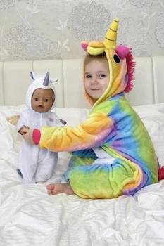 Піжама дитяча кігурумі для хлопчика Kigurumi Єдиноріг райдужний 135-145 см різнокольорова