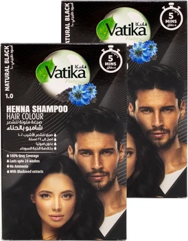 Упаковка тонувального шампуню Dabur Vatika Чорний, 20 мл