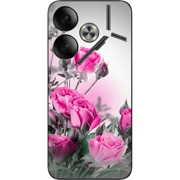 Силиконовый бампер SMTT для Tecno Pova 6 (LI7) с изображением Розовые розы