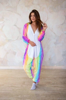 Піжама жіноча кігурумі Kigurumi Єдиноріг райдужний M різнокольоровий