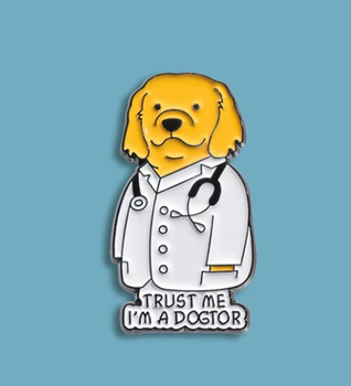 Значок металевий з собакою-доктором Trust me I'm a Dogtor