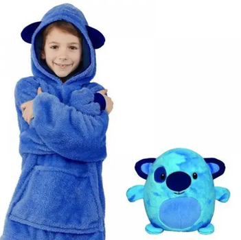 Детский плед с рукавами и капюшоном Huggle Pets Hoodie RD-07 140 см Голубой