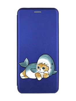 Чехол-книжка с рисунком для Samsung Galaxy А25 (A256) Синий :: Котенок акула (принт 355)