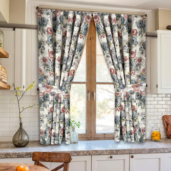 Короткі штори у квіти Прованс Шарм для кухні Adagio Windows Decor у розмірах 1,4х1,7м -2шт, Занавіски - фіранки для декору вікна