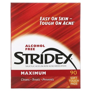 Серветки проти вугрів без спирту Stridex 90 шт (2% саліцилова кислота)
