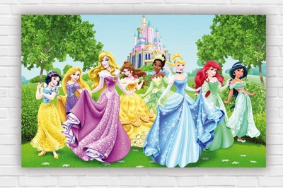 Паперовий плакат "Принцеси Дісней, біля замку. Disney Princesses" 120х75см
